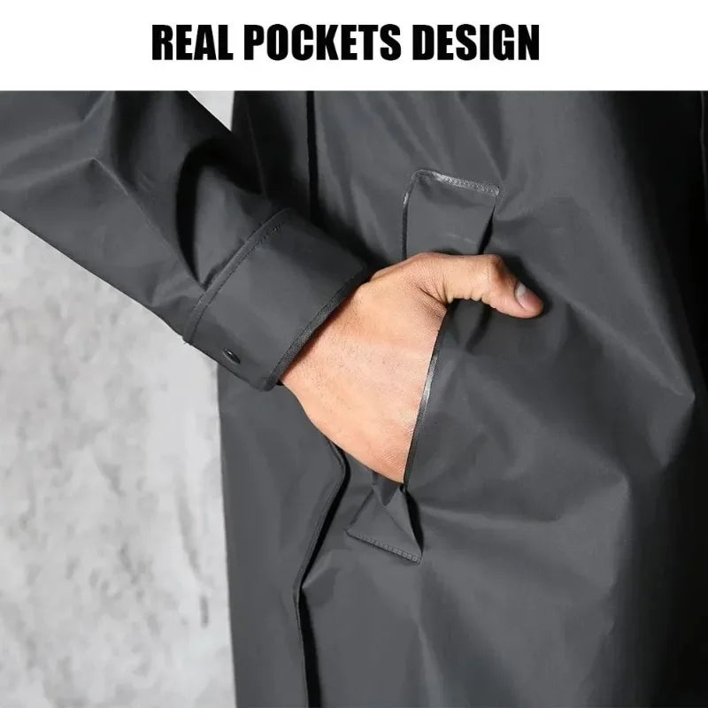 Extended and Thickened Fishing Poncho Waterproof Men's Raincoat Windproof Hood Raincoats for Rain Umbrella Biker Resistant Coat